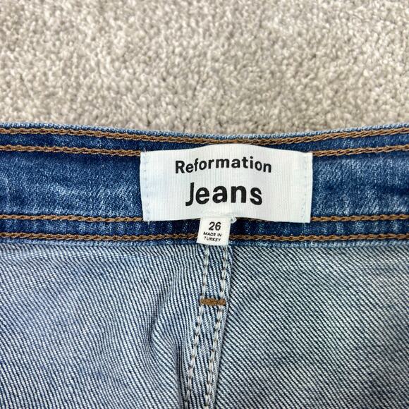 Reformation Dark Wash Amelie High Rise Wide Leg Jeans (Sz 26) - Picture 6 of 12